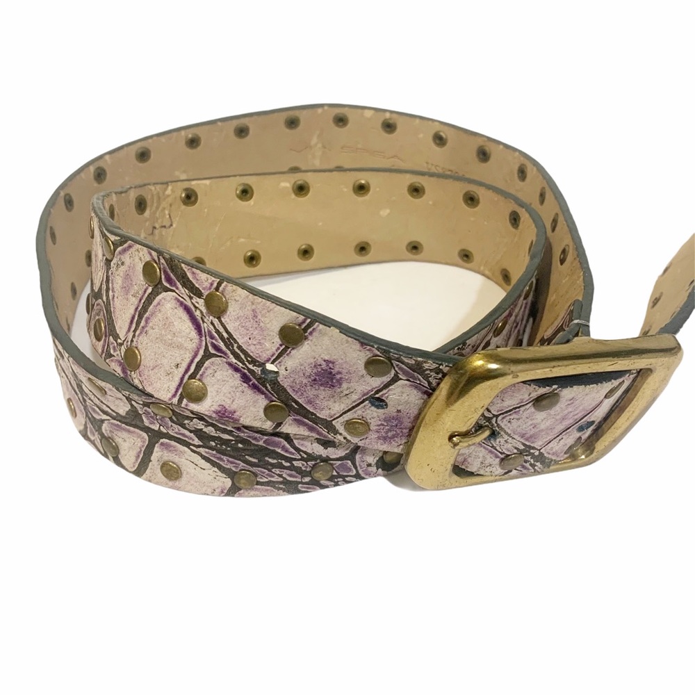 Via Spiga Womens Large Purple Snake Print Grommet Leather‎ Belt